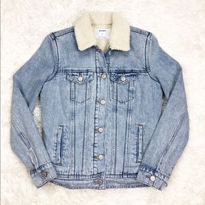 Old Navy Light Wash Denim Jean Sherpa Jacket XS